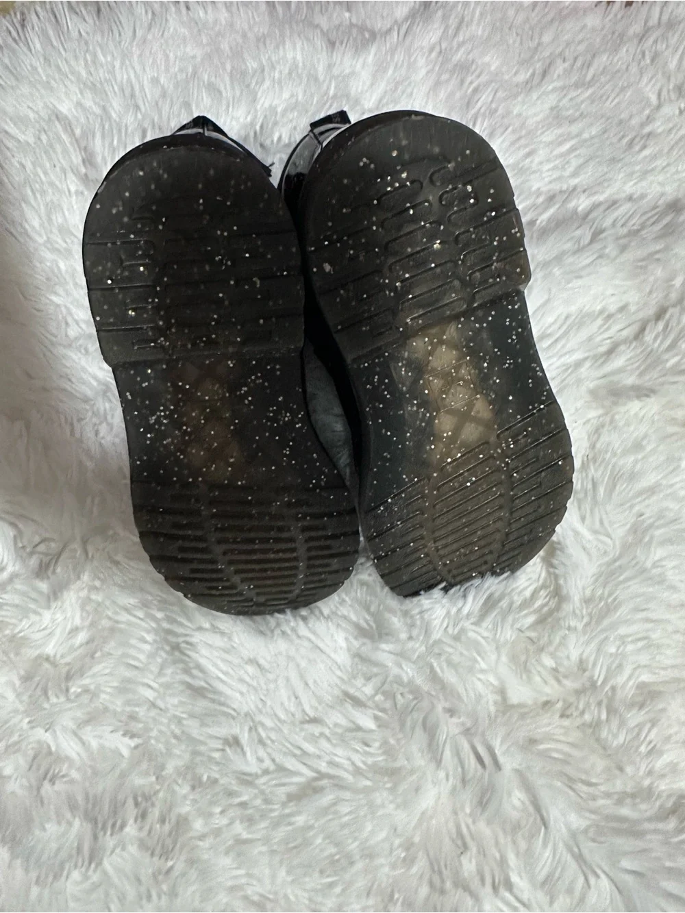 Used Little Girls Dr. Martens Black Glitter Lace-Up Boots size 3